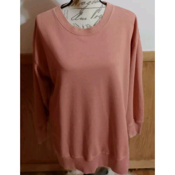 Bobbie Brooks Coral LS Crewneck Sweatshirt Sz XL Split Side Comfy Warm Grunge - Picture 1 of 10